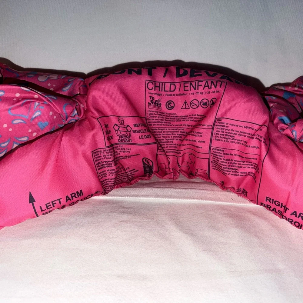 Pink Kids Swim Arm Floaties with Dolphin Design